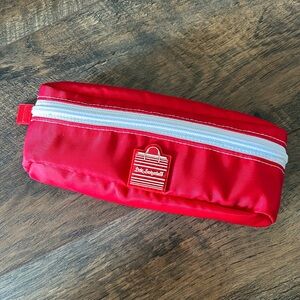 Retro Little Switzerland Red Nylon Travel Jewelry Organizer Zipper Pouch